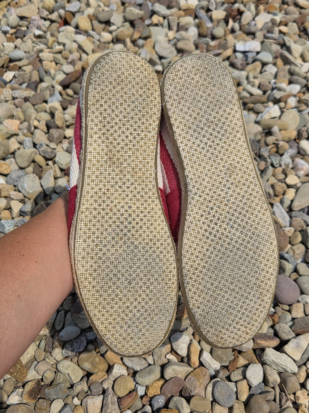 Toms Red Canvas Espadrille Slip-On Flats Size 7